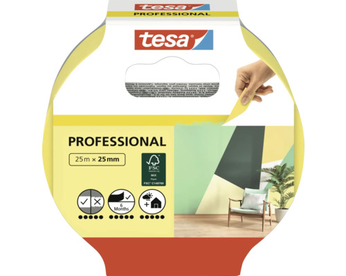 Ruban adhésif tesa® pro intérieur 25 m x 25 mm Ruban de masquage Tesa Professional, 25 mm x 25 m