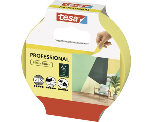 Tesa Professional ruban de masquage pour peintre, 25 m x 25 mm, emballage