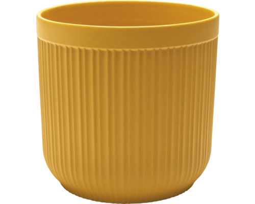Pot de fleurs Alma céramique Ø 13,5 cm h 12,6 cm or Pot de fleurs jaune avec des nervures verticales.