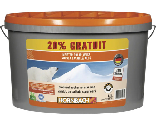 Seau de peinture d''intérieur Polarweiss, 12 litres