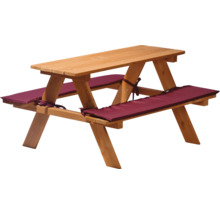 Ensemble de sièges pour enfants en bois avec coussins pour l'extérieur