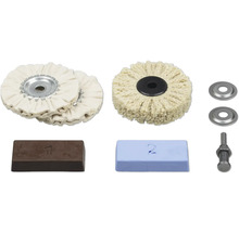 Kit de polissage avec disques de polissage, pâtes à polir et accessoires