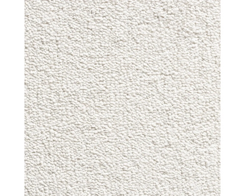 Spannteppich Velours Jamaica weiß 500 cm breit (Meterware) Nahaufnahme eines hellen Teppichs mit Schlingenstruktur