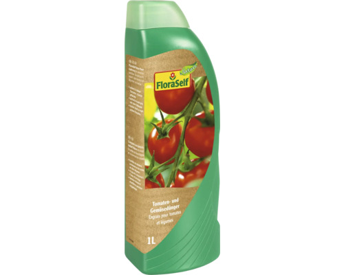 Engrais pour tomates et pour légumes FloraSelf Nature 1 l engrais organique FloraSelf Engrais tomates et légumes dans une bouteille de 1 litre.