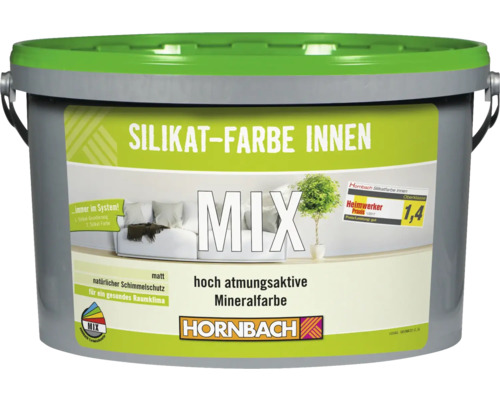 Eimer mit Silikatfarbe für Innenräume, geeignet für ein gesundes Raumklima, Marke Hornbach