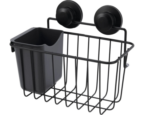 Duschkorb form&style schwarz matt BIC-1299B DIS Duschkorb mit Saugnäpfen zur Aufbewahrung von Duschutensilien