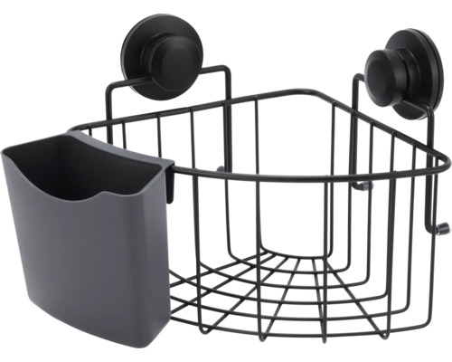 Eckduschablage form&style mit Saugbefestigung schwarz matt BIC-1297B DIS Eckregal für die Dusche mit Saugnäpfen zur Wandmontage
