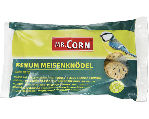 Nourriture pour oiseaux sauvages Mr. Corn 6 pièces sans filet, nourriture pour oiseaux sauvages toute l'année contrôlées sur ambrosia, Made in Germany Mr. Corn Boules de Graisse Premium sans filet en sachet