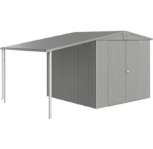 Abri de jardin métallique avec annexe pour outils de jardin et outils