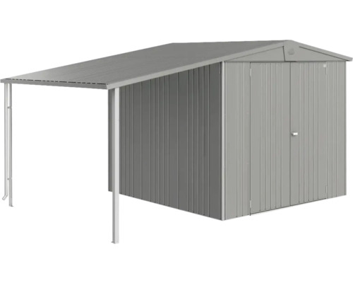 Abri de jardin métallique avec annexe pour outils de jardin et outils