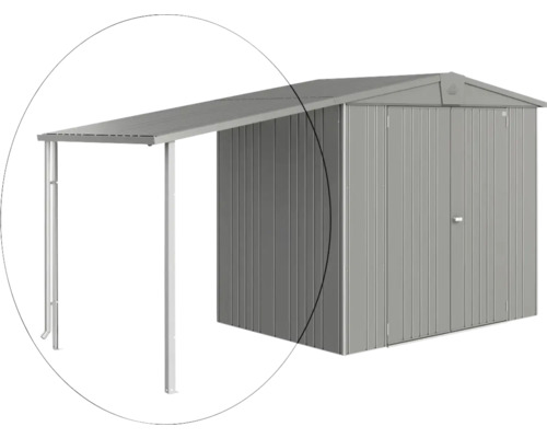 Toit latéral biohort Europa T. 2/3/4A 150 x 156 cm gris quartz métallique Abri de jardin métallique avec auvent pour outils de jardin