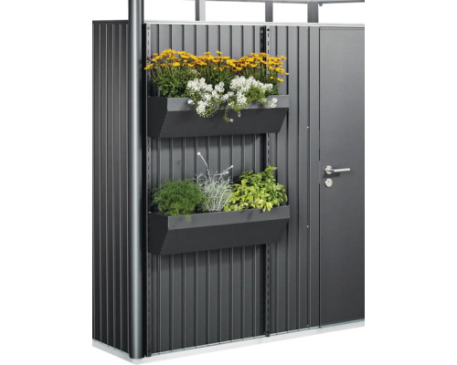 Armoire de jardin avec jardinières et plantations