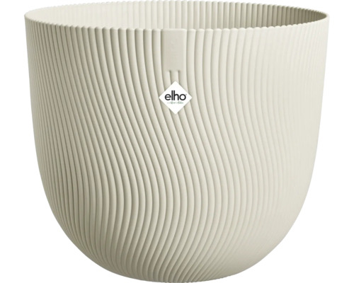 Pot de fleurs avec motif à rayures verticales et logo Elho