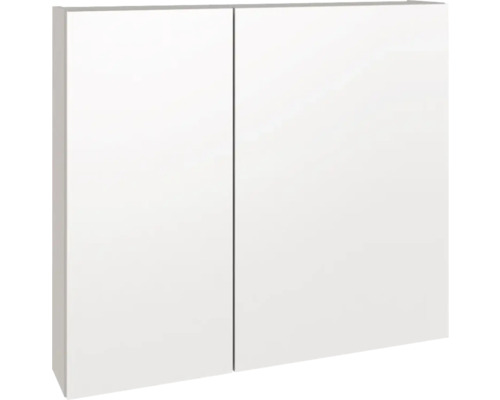 Armoire de toilette blanche avec deux portes.