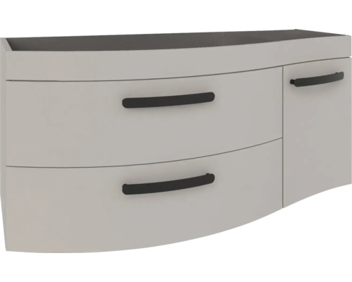 Meuble sous vasque Devo Vena 2.0 gauche lxhxp 110x50x42 cm classico stone grey - poignée noire Meuble avec deux tiroirs et une porte