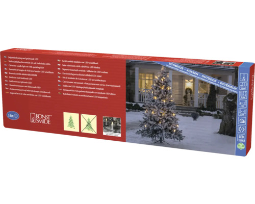 Guirlande d'arbre LED Konstsmide couleur d'éclairage ambre Emballage d''une guirlande lumineuse de bougies pour sapin de Noël avec des LED scintillantes de Konstsmide pour l''intérieur et l''extérieur