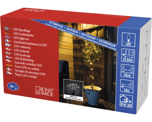 Emballage d''une guirlande lumineuse LED pour l''extérieur avec 80 lampes