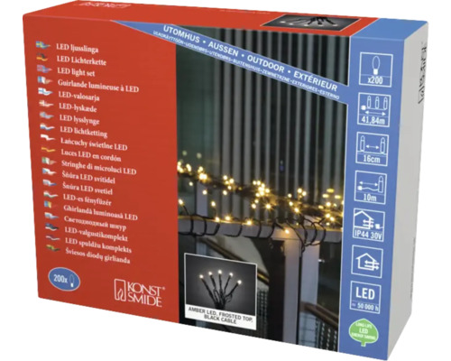 Emballage d''une guirlande lumineuse à LED pour extérieur avec 200 LED couleur ambre