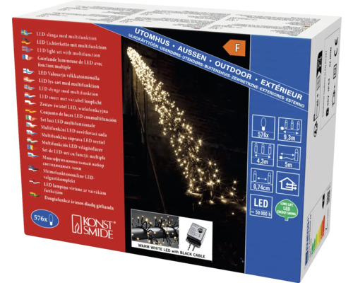 Guirlande lumineuse micro LED en touffe Konstsmide couleur d'éclairage blanc chaud Guirlande lumineuse LED multifonction en emballage