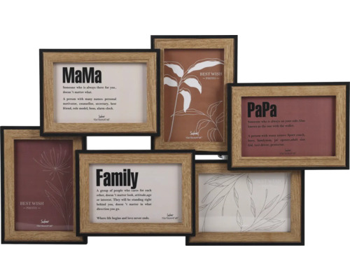 Cadre photo multiple pour photos avec les inscriptions maman, papa et famille