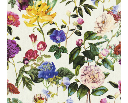 Papier peint fleuri avec des roses, des hortensias et d'autres fleurs