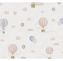 Papier peint avec motif de montgolfières et de nuages