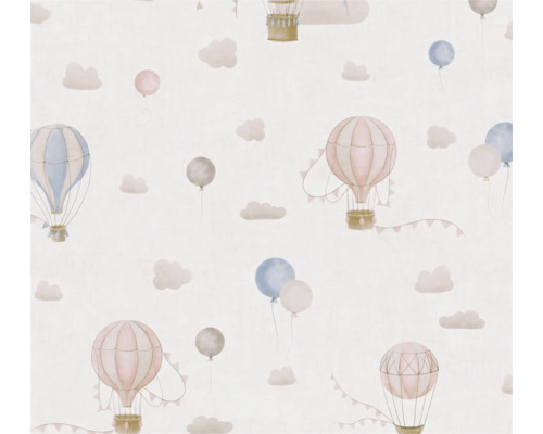 Papier peint avec motif de montgolfières et de nuages