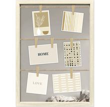 Dekorativer Bilderrahmen mit Schnüren und Klammern zum Aufhängen von Fotos