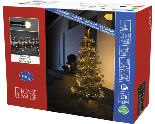Guirlande lumineuse compacte LED Konstsmide couleur d'éclairage ambre Emballage d''une guirlande lumineuse avec 800 lampes LED pour l''extérieur