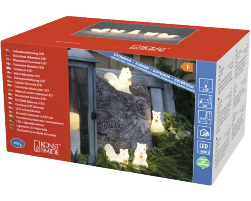 Écureuils acryliques LED lot de 5 Konstsmide h 12 cm couleur d'éclairage blanc chaud Décoration lumineuse LED pour extérieur dans son emballage
