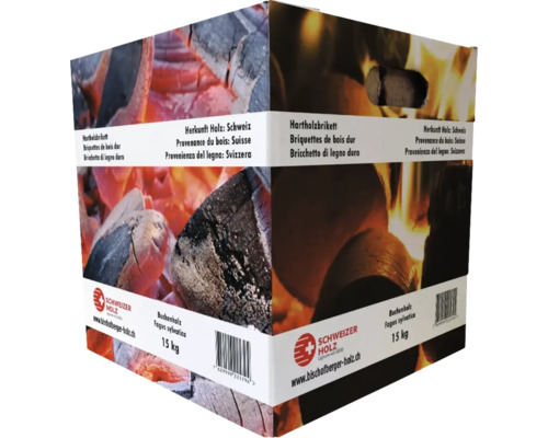 Briquettes de bois dur dans un emballage de 15 kilogrammes