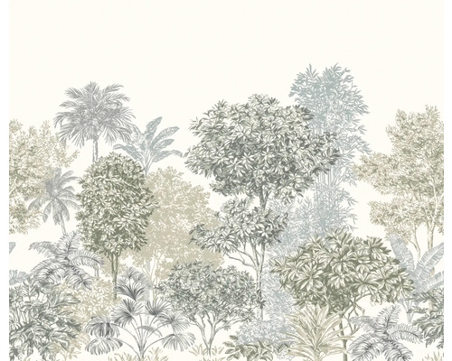 Papier peint panoramique intissé IF3-041 Painted Palms 3 pces 300 x 250 cm Papier peint avec motif de forêt