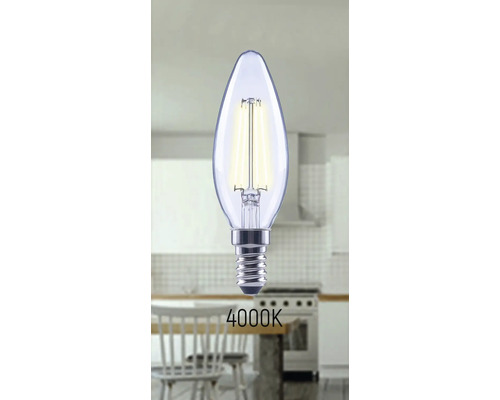 Lampe à bougie avec culot E14 et couleur de lumière 4000 Kelvin
