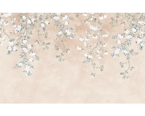 Papier peint panoramique intissé IF4-068 Infinity 2 Hanging Hanami 4 pces 400 x 250 cm Papier peint décoratif avec motif floral pour l'intérieur