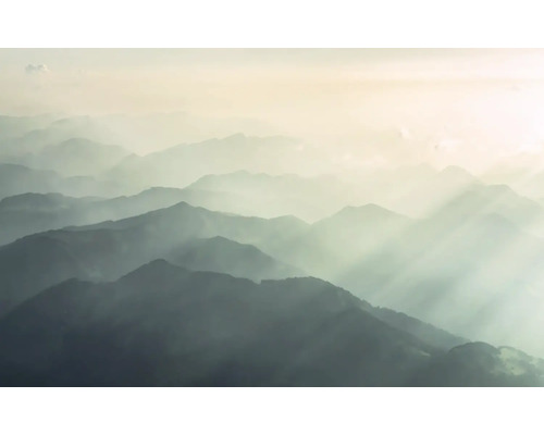 Papier peint panoramique intissé IFSH4-073 Infinity 2 Hazy Hills 4 pces 400 x 250 cm Vue aérienne de montagnes dans le brouillard