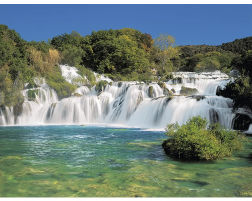 Cascade avec une végétation luxuriante
