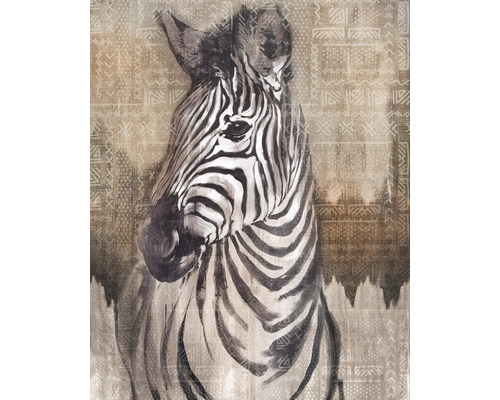 Gemälde eines Zebras vor gemustertem Hintergrund
