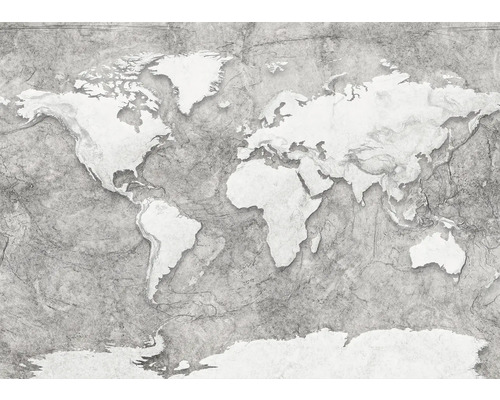 Papier peint panoramique intissé X7-1007 World Relief 7 pces 350 x 250 cm Carte du monde sur fond texturé