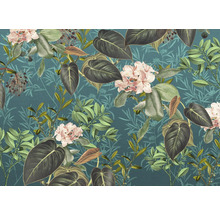 Papier peint avec motif de fleurs et de feuilles