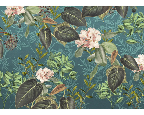 Tapete mit Blumen- und Blätterdesign