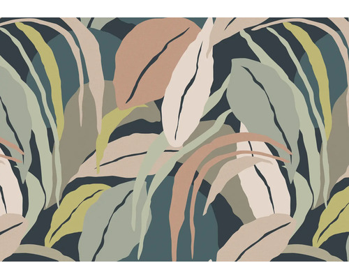 Papier peint panoramique intissé DD123452 Antigua feuilles abstraites bleu 4 pces 400 x 280 cm Papier peint à motif de feuilles abstraites