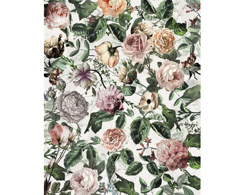 Papier peint à fleurs avec des roses et des feuilles