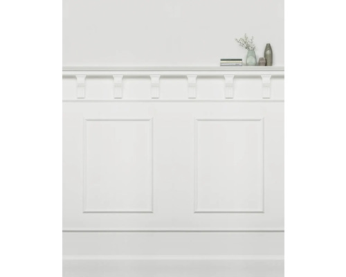 Panneau mural avec moulures et étagère pour décoration