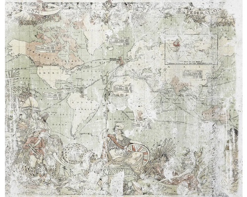 Papier peint carte du monde avec carte du monde et motifs historiques