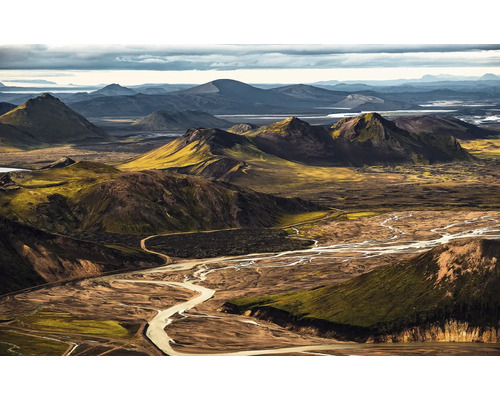 Vue de paysage avec montagnes et rivière