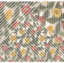 Papier peint avec motif de fleurs de cactus et lignes géométriques