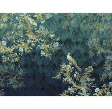 Papier peint avec motif floral et motifs d'oiseaux