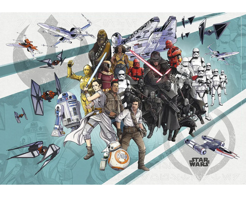 Illustration des personnages et vaisseaux spatiaux de Star Wars