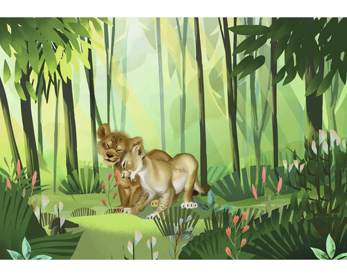 Illustration d'une famille de lions dans la forêt
