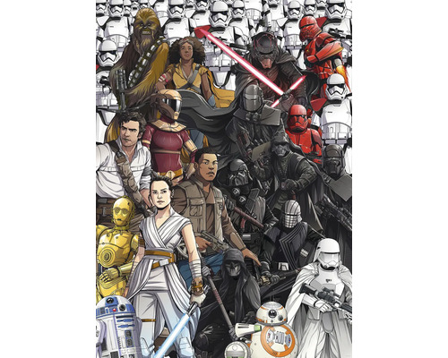 Fototapete Vlies DX4-075 Disney Edition 4 Star Wars Retro Cartoon 4-tlg. 200 x 280 cm Illustration verschiedener Star Wars Charaktere